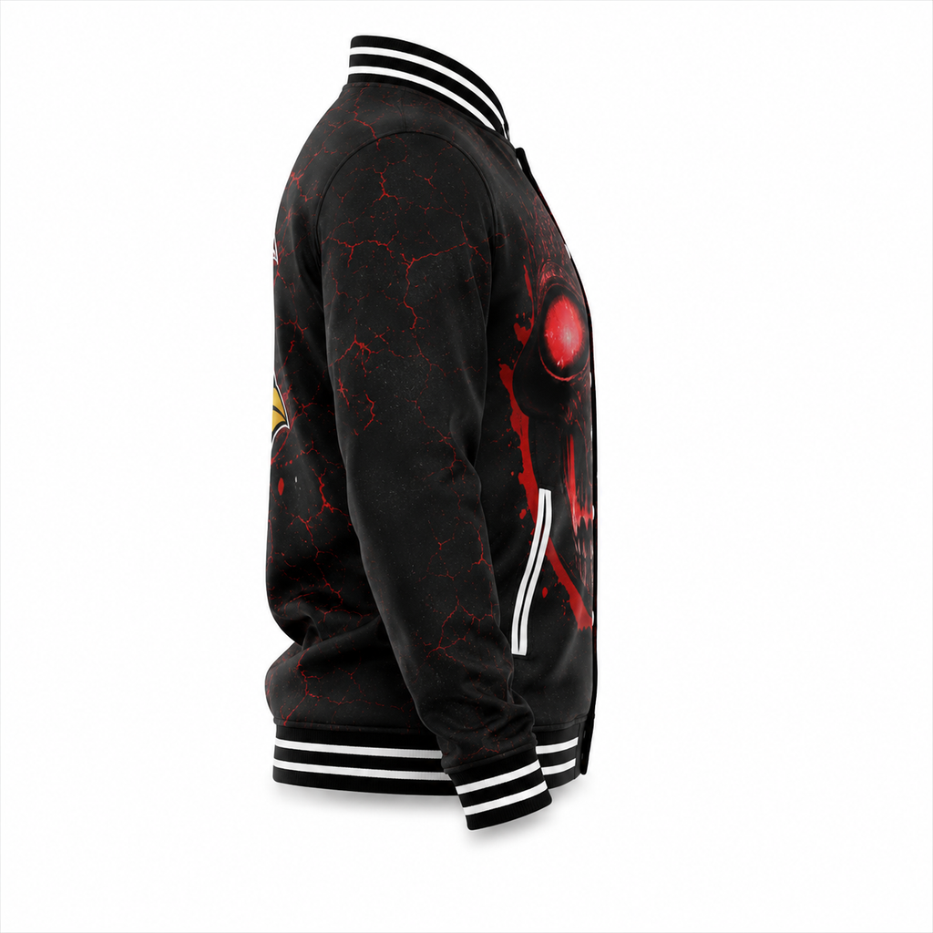 Men's Red Skull Graphic Varsity Jacket