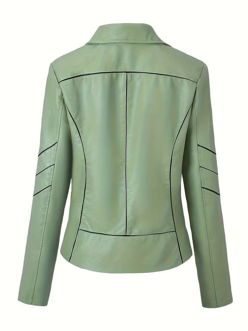 Faux-Leather Asymmetric Biker Jacket