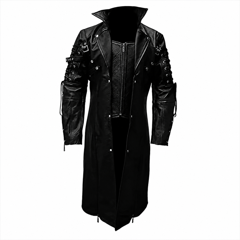 Gothic Leather Trench Coat