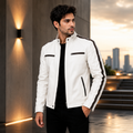 Men's White Premium Leather Biker Jacket