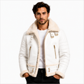 Men's Luxury White B-3 Aviator Jacket