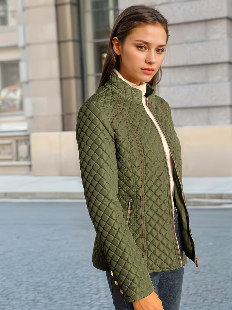Quilted Lightweight Stand-Collar Jacket