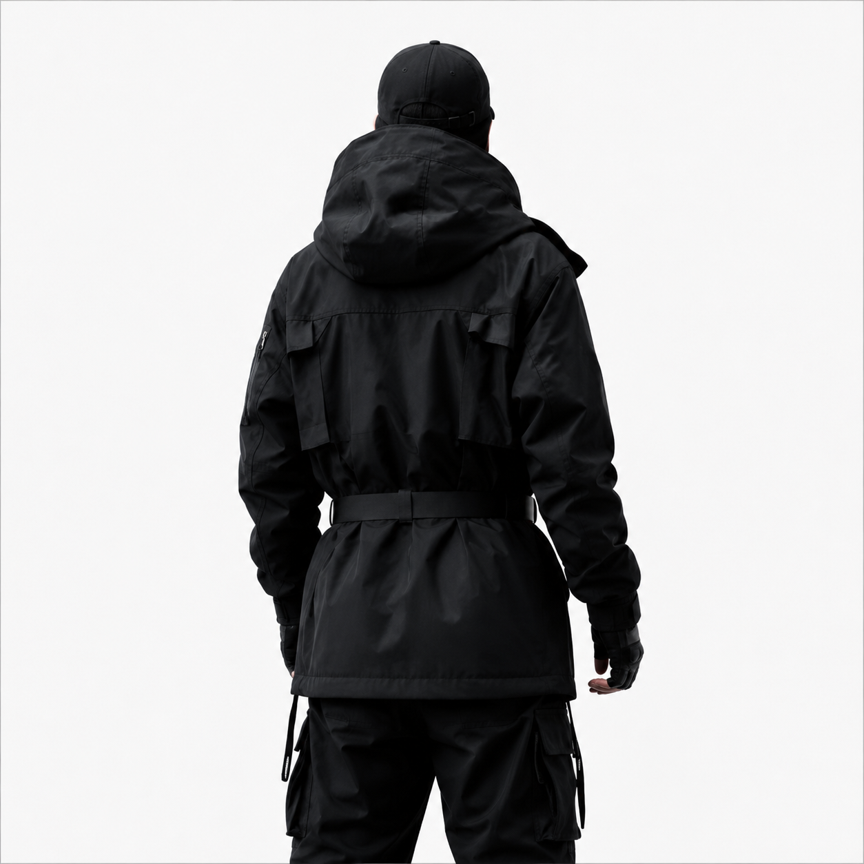 Men's Urban Techwear Belted Tactical Parka Jacket