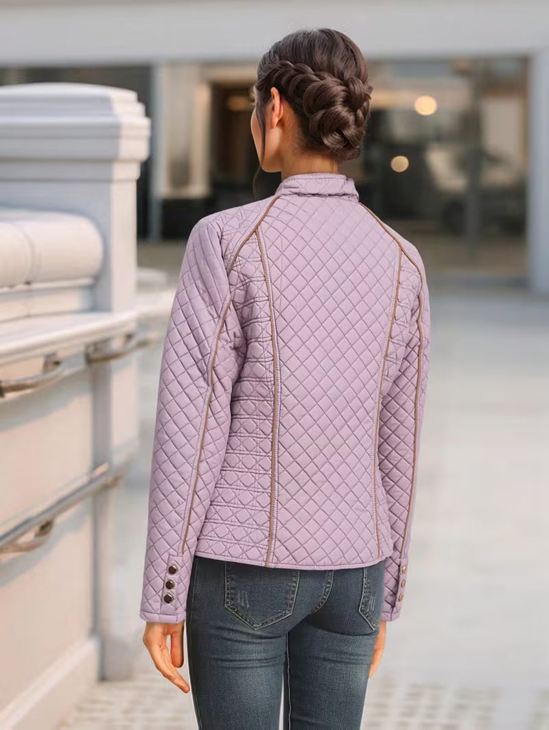 Quilted Lightweight Stand-Collar Jacket