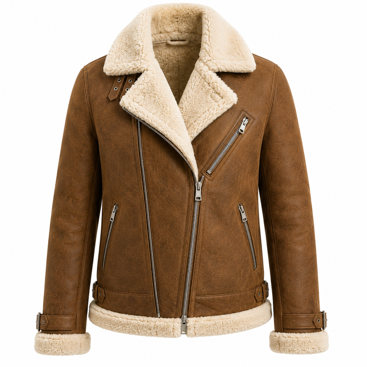 Women's Pink Shearling Aviator Jacket