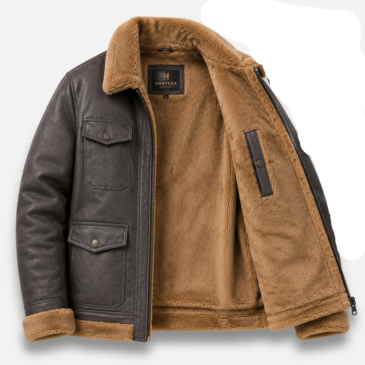 Men's Distressed Grey Suede Aviator Jacket