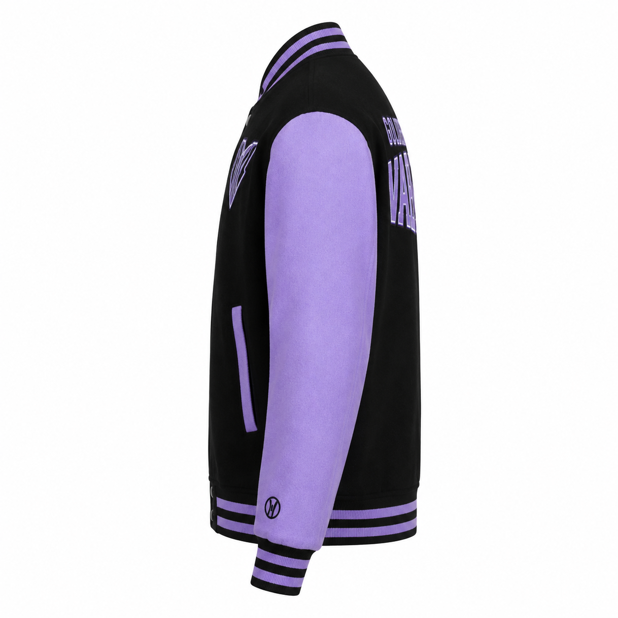 Black and Purple Golden State Valkyries WNBA Varsity Jacket Back Logo