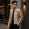 Men's Beige Premium Leather Biker Jacket