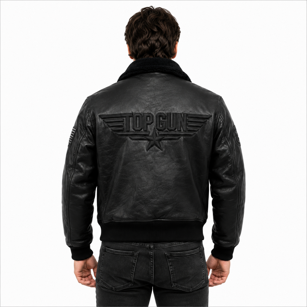 Men's Black Top Gun G-1 Flight Leather Jacket