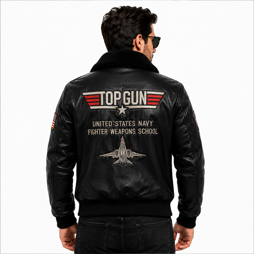 Men's Black Top Gun Maverick G-1 Leather Flight Jacket