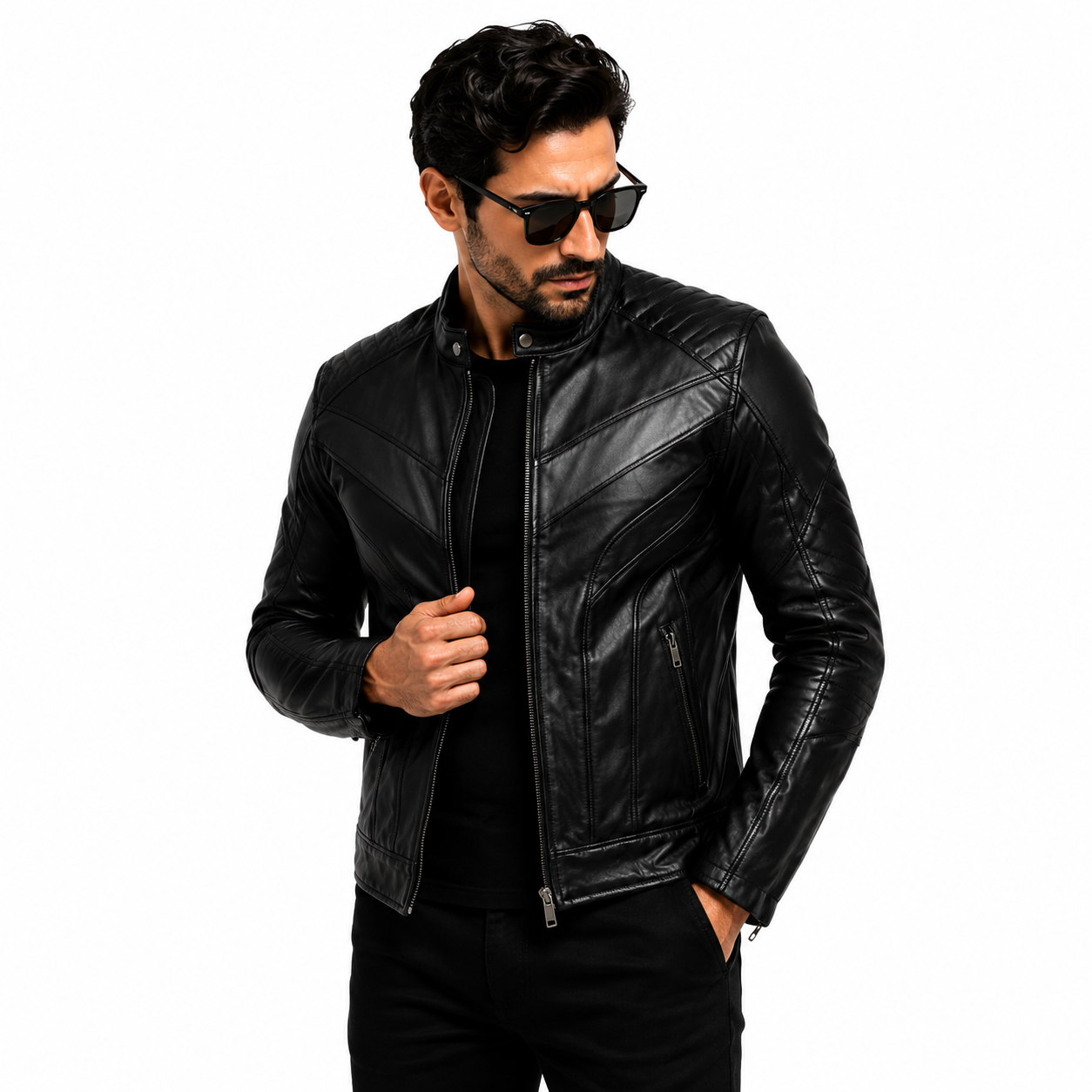 Men's Classic Black Racer Leather Jacket