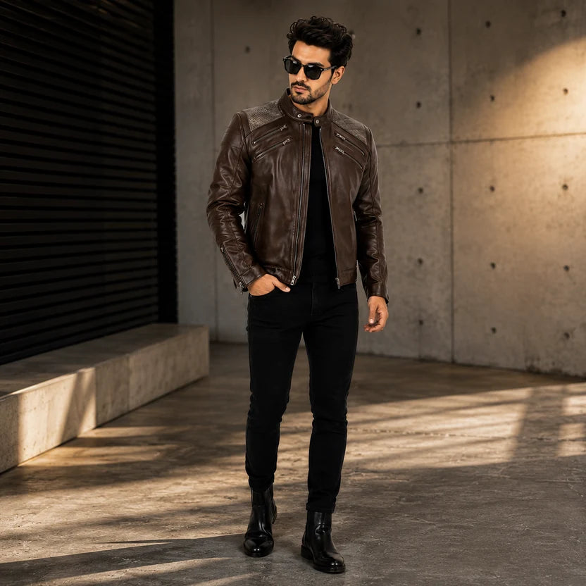 Brown Michael Jackson Inspired Leather Jacket