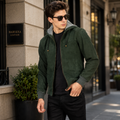 Nintenzo Green Hooded Suede Bomber Jacket