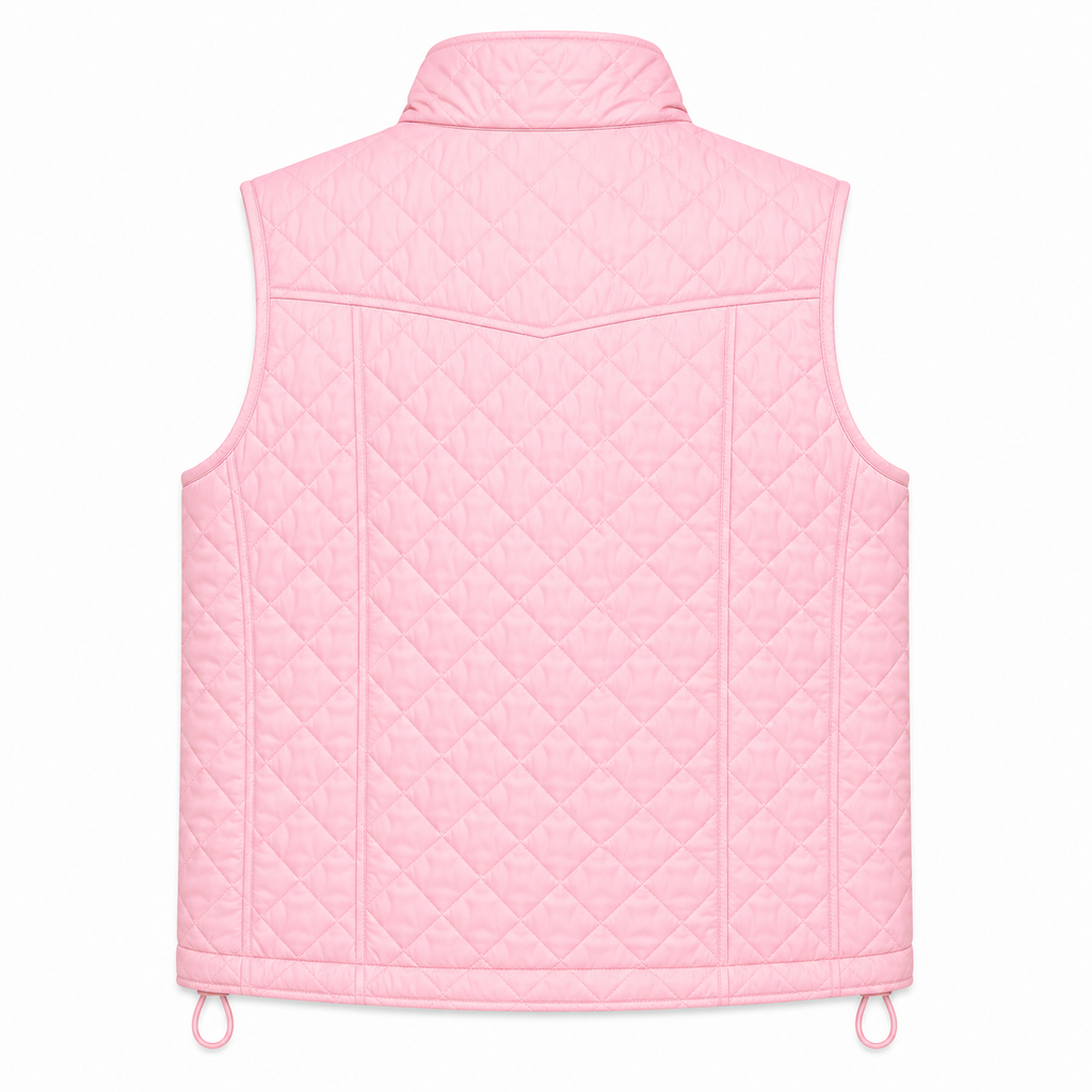 Women's pink diamond-quilted vest