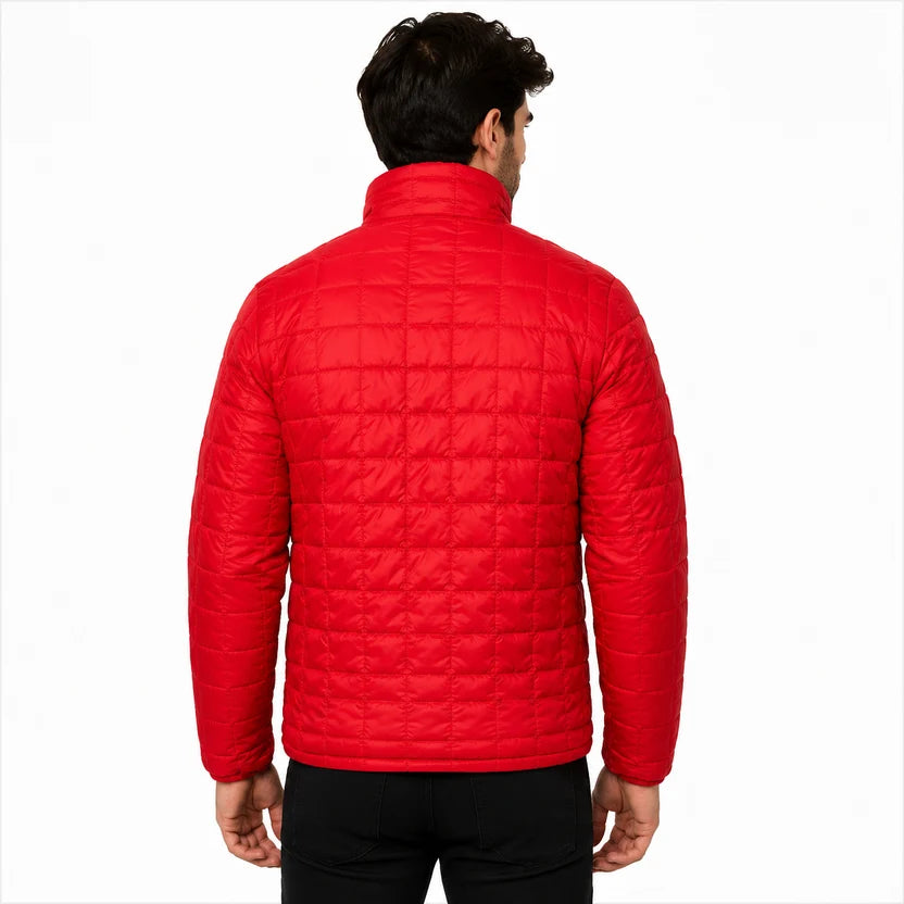 Men's Bright Red Quilted Puffer Jacket
