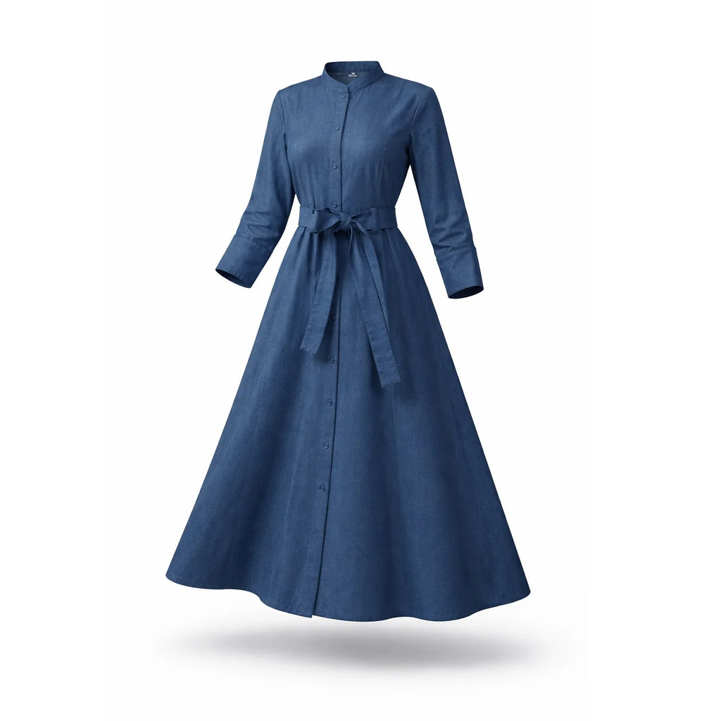 Long-Sleeve Denim Shirt Dress