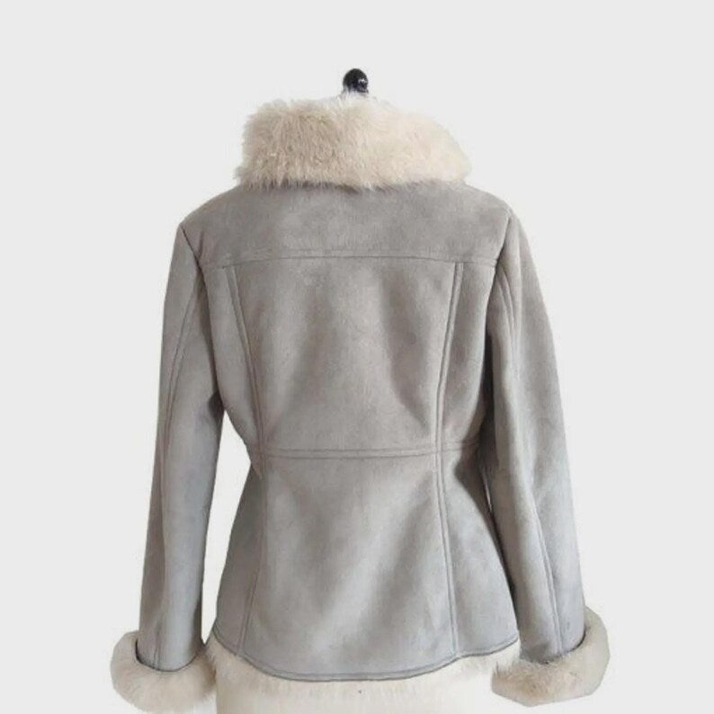 Women's Light Gray Faux Shearling Jacket