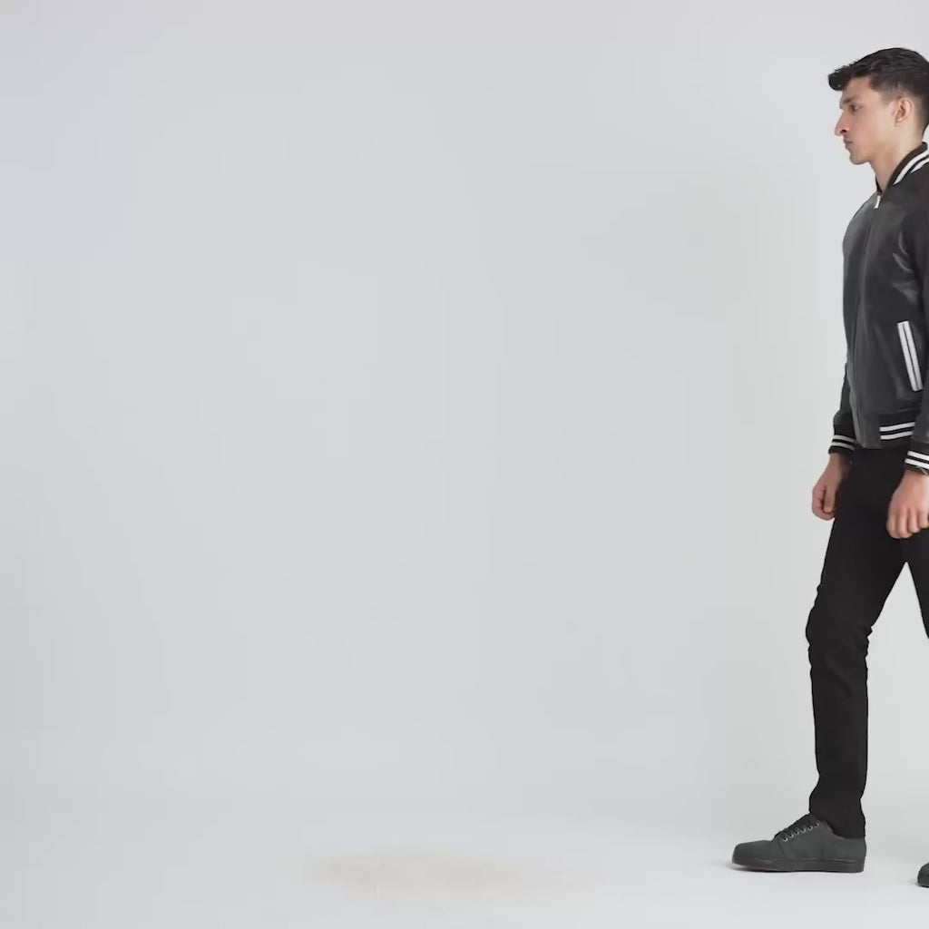 Pascal Maroon Leather Varsity Jacket