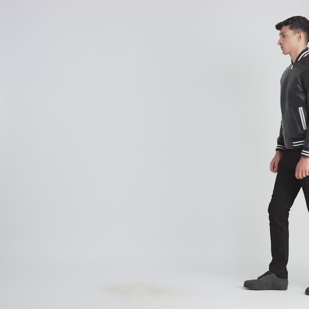 Pascal Maroon Leather Varsity Jacket