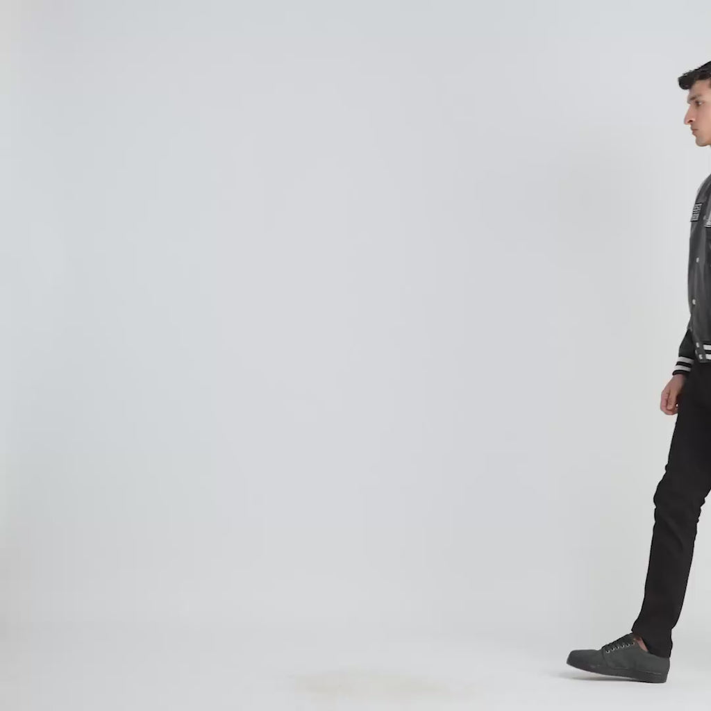 Liberte Illinois Black Leather Varsity Jacket