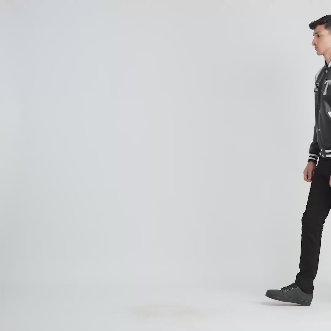 Liberte Texas Black Leather Varsity Jacket