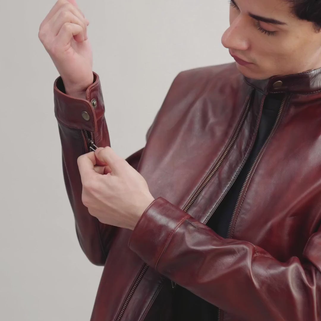 Zen Tumbled Black Leather Biker Jacket
