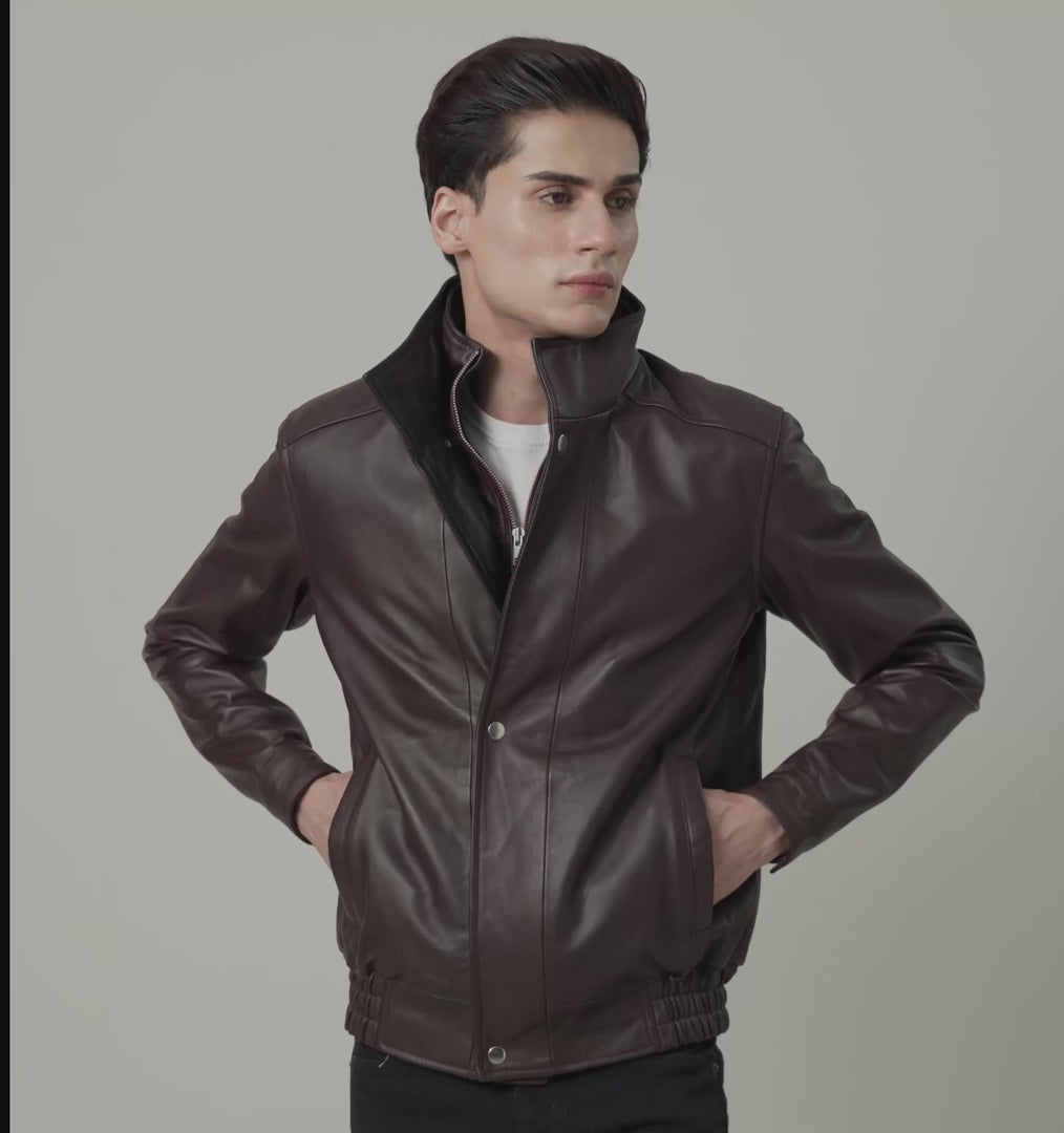 Alfred Brown Leather Bomber Jacket